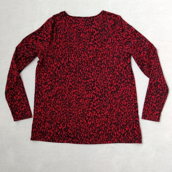 Lily Morgan Women's Leopard Blouse Size Medium Red Black Chains - Picture 2 of 12